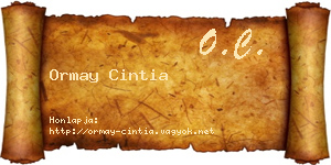 Ormay Cintia névjegykártya
